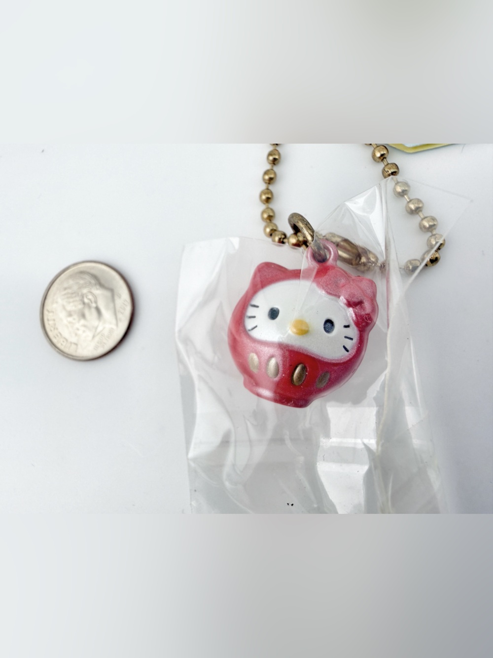 VTG Hello Kitty Sanrio Japan Charm Strap Keychain Daruma Bell Jingles Red NWT
